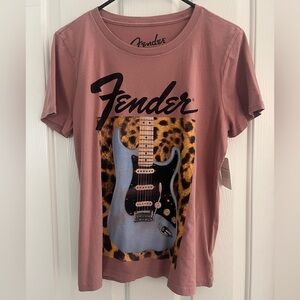 Lucky Brand Pink Graphic Tee with Guitar Print